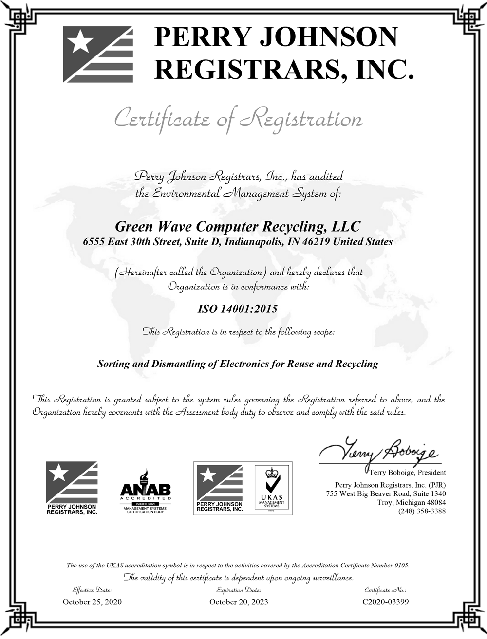 Green Wave Computer Recycling OHSAS Certification